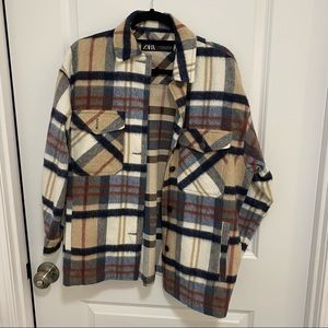 Zara plaid wool blend shacket